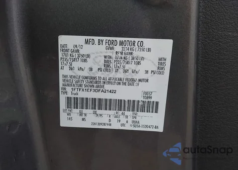 2013 Ford F-150 Xlt from USA, damaged, VIN 1FTFX1EF3DFA21422